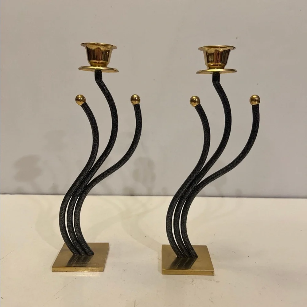 Brass Vintage 24 KT. Gold Plated Karshi Original Hand made candle Holde